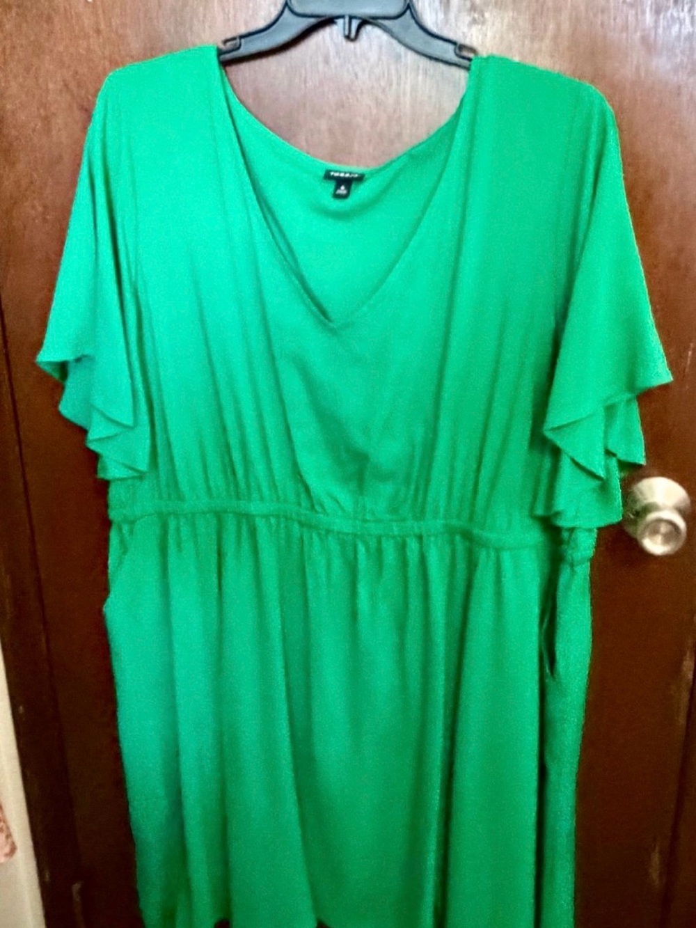 NWT Torrid Green Flutter Sleeve Elastic Waist Mini Dress - Size 4 / 4X